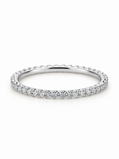 Fine Line Full Eternity Stacker Ring in white gold, horizontal three-quarter view