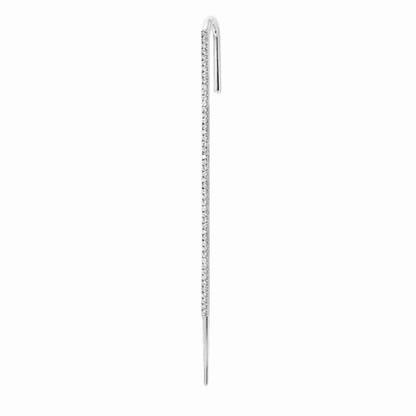 Product image of ear pin with pave detail, in white gold color made with sterling silver.
